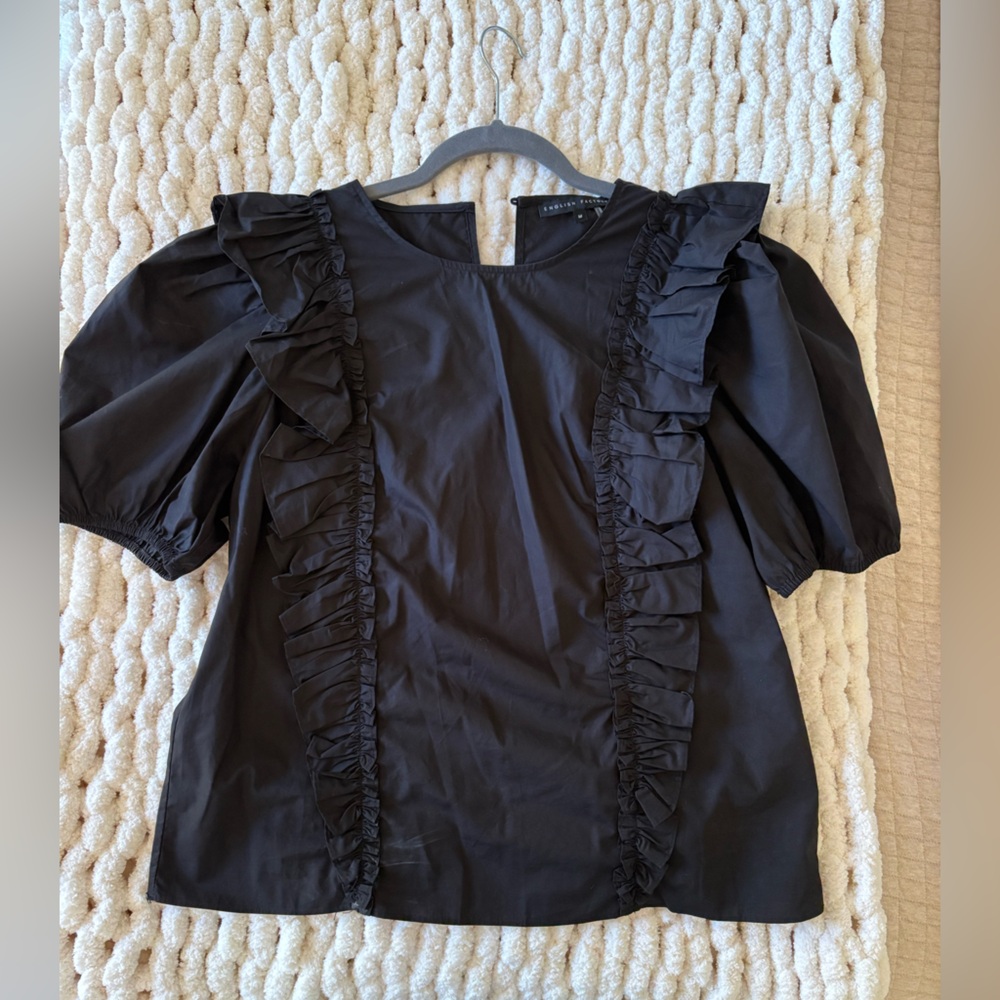 English Factory Black Ruffle Top